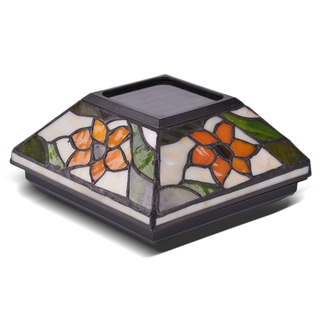 2211-F5 Tiffany-Glas-Solar-Außenleuchte mit Mastsockel 2211-F5 Tiffany-Glas-Solar-Außenleuchte mit Mastsockel